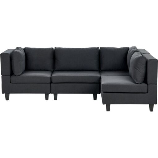 Modern Modular 4 Seater Left Corner Sofa Upholstered Fabric Black Legs Cushioned Backrest Black Unstad