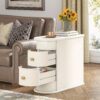 Modern Sofa Side Table With 2 Drawers, No Required, Back Narrow Side Table For Living Room, Slim Bedside Table For Bedroom,