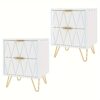 Modern White Bedside Table With Metal Legs, With 2 Drawers Nightstand, Perfect For Living Room Or Bedroom, White