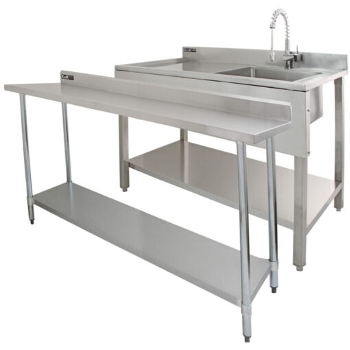 Monster Shop - 6ft Stainless Steel Catering Bench & 2 Wall Mounted Shelves