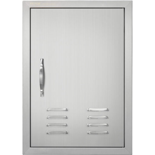 Mophorn - bbq Access Door, 610x431 mm Single Outdoor Kitchen Door, Stainless Steel Flush Mount Door, Wall Vertical Door with Handle, Vents and Hook,