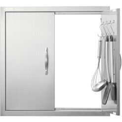 Mophorn - bbq Access Door, 610x610 mm Double Outdoor Kitchen Door, Stainless Steel Flush Mount Door, Double Wall Vertical Door with Handles and