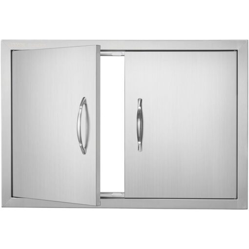 Mophorn - bbq Access Door, 711x482 mm Double Outdoor Kitchen Door, Stainless Steel Flush Mount Door, Wall Vertical Door with Handles, for bbq Island,