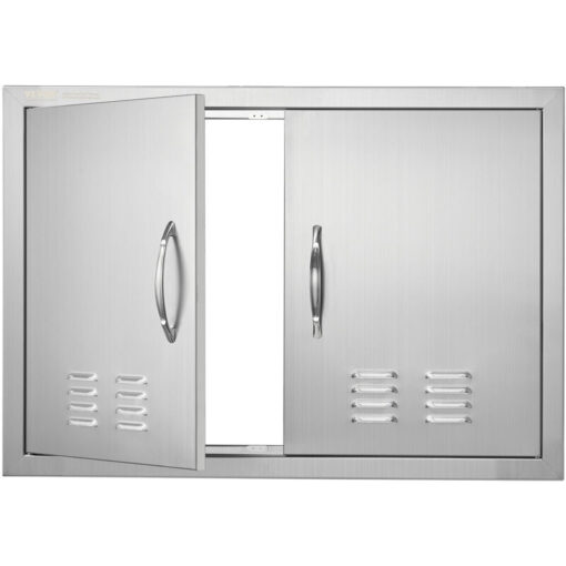 Mophorn - bbq Access Door, 762x533 mm Double Outdoor Kitchen Door, Stainless Steel Flush Mount Door, Wall Vertical Door with Handles and Vents, for