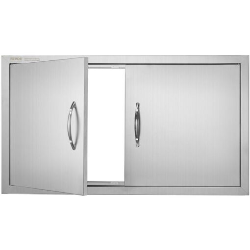 Mophorn - bbq Access Door, 863x482 mm Double Outdoor Kitchen Door, Stainless Steel Flush Mount Door, Wall Vertical Door with Handles, for bbq Island,