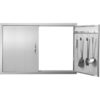 Mophorn - bbq Access Door, 990x660 mm Double Outdoor Kitchen Door, Stainless Steel Flush Mount Door, Wall Vertical Door with Handles and Hooks, for