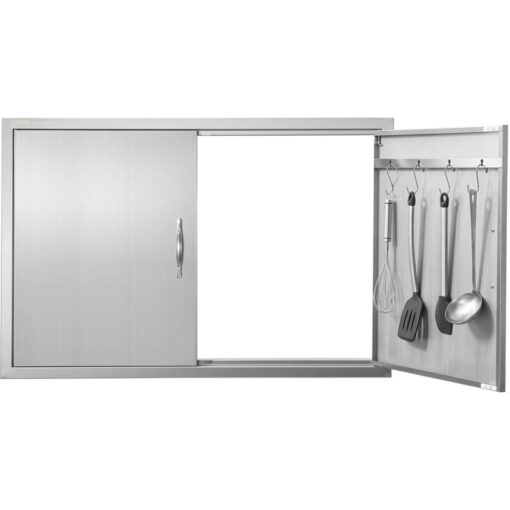 Mophorn - bbq Access Door, 990x660 mm Double Outdoor Kitchen Door, Stainless Steel Flush Mount Door, Wall Vertical Door with Handles and Hooks, for