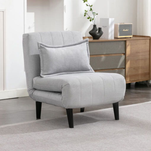 More4homes - harper folding clic clac fabric living room lounge sofa bed 1 seater grey - Grey