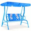 Multigot Kids Patio Swing Chair Children Porch Swing With Safety Belt Removable Canopy, Bench For 2 People, 2 Seats Lounge Outdoor Yard Garden Deck