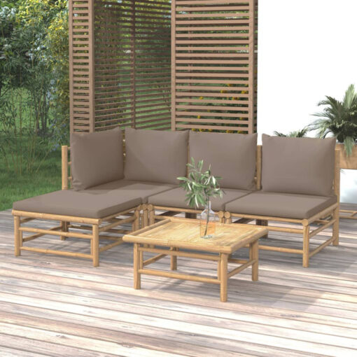 Neco Bamboo Wicker Seating Group with Cushions