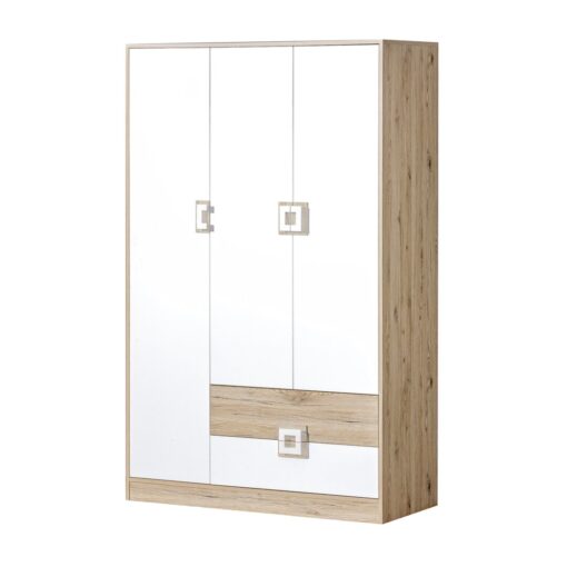 "Nimes 3" wardrobe, light oak / White / Light oak color