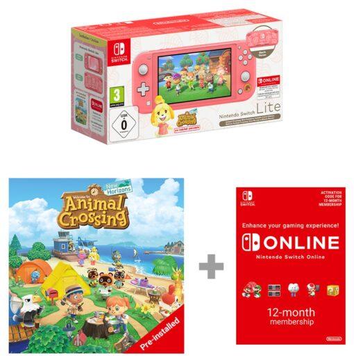 Nintendo Switch Lite Animal Crossing Bundle - Coral