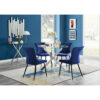 Novara Round Glass Dining Table & 4 Blue Nora Black Leg Chairs