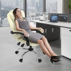 Office Chair, Ergonomic Office Chair With Large Padded Seat, Height Adjustable Reclining Office Chair