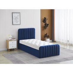 Ottoman Storage Bed blue 3ft single velvet bed gas lift up Storage Bed and 1 mattress bedroom furniture