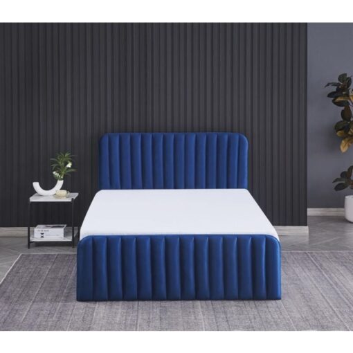 Ottoman Storage Bed blue 4ft Small Double velvet bed gas lift up Storage Bed and 1 Mattress bedroom furniture