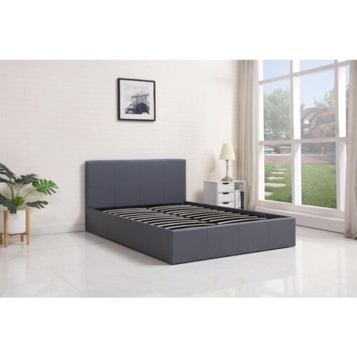 Ottoman Storage Bed grey double 4ft 6 leather and 1 Mattress bedroom furniture