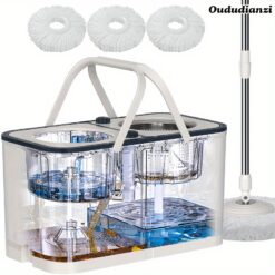 Oududianzi Rotary Mop With Separate Cleaning And Dirty Water, 4-chamber Rotary Mop Bucket System, Rotary Mop Bucket Hardwood Floor Mop Home Cleaning