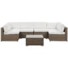 Outdoor Lounge Set Sofa Cushions Coffee Table Faux Rattan White Belvedere