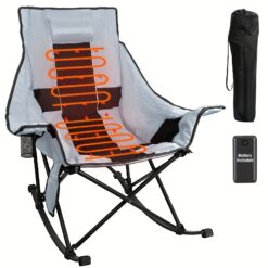 Outdoor Oversized Camping Chair, Xl , Folding Chair With 3 Heat Levels For Back And Seat, Portable Chairs W/10, 000mah Power Bank For Patio Lawn