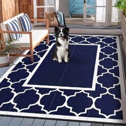 Outdoor Rug Waterproof, Foldable Reversible Plastic Straw Area Mat, For Porch, Picnic, Beach, Balcony