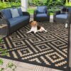 Outdoor Rug Waterproof, Reversible Geometric Plastic Area Mat, Rv Camping Picnic Carpet, For Backyard, Deck, Balcony, Porch, Beach, Trailer