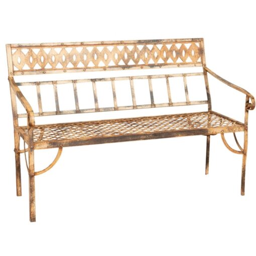 Outdoor iron bench 129x66x90 cm Garden and entrance sofa Metal terrace bench 2-seater chair indoors and outdoors Antique finish