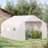 Outsunny 11.5' X 10' X 6.5' Outdoor Walk-in Greenhouse, Tunnel Green House With Roll-up Windows, Zippered Door, Pe Cover, Heavy Duty Steel Frame,