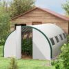 Outsunny 20' X 10' X 6.6' Walk-in Tunnel Greenhouse With Upgraded Structure, Outdoor Green House With 2 Hinged Doors, 8 Mesh Windows, Gardening Plant