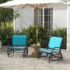 Outsunny Porch Glider Set Of 2, Metal Frame Swing Glider Chair With Breathable Mesh Fabric, Curved Armrests And Steel Frame For Garden, Poolside,