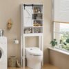 Over The Toilet Storage Cabinet With Barn Doors, 23.6''w Multifunctional Farmhouse Standing Toilet Storage Shelf Space Saver With 4-tier Shelves For