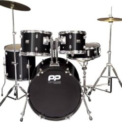 PP DRUMS PP220BLK 5 Piece Fusion Drum Kit - Black, Black