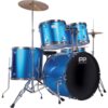 PP DRUMS PP250BL 5 Piece Drum Kit - Blue, Blue