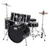 PP DRUMS PP250BLK 5 Piece Drum Kit - Black, Black