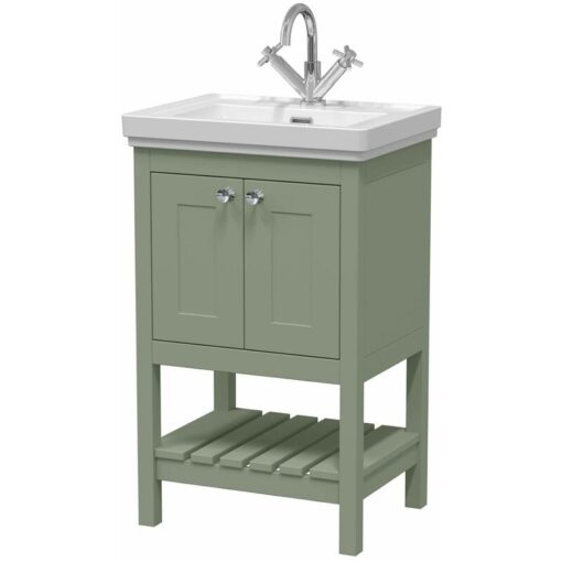 Park Lane - 500mm Bathroom Vanity Unit Wash Basin Sink Cabinet Furniture Green Traditional - Green