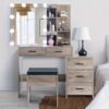 Particleboard Veneer 5 Pumps 2 Shelves Dimming Dressing Table Set