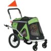 Pawhut - 2 in 1 Dog Bike Trailer, Foldable Dog Stroller for Medium Dogs Green