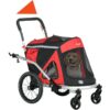 Pawhut - 2 in 1 Dog Bike Trailer, Foldable Dog Stroller for Medium Dogs Red