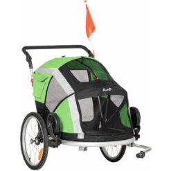 Pawhut - Dog Bike Trailer 2-in-1 Pet Stroller for Large Dogs Foldable Bicycle Carrier Green