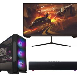 Pcspecialist Icon 211 Gaming PC, A25H2G25 Full HD 25" IPS Gaming Monitor & Leviathan V2 X 2.0 PC Soundbar (Black) Bundle - AMD Ryzen™ 5, RTX 3050, 1 TB SSD, Black