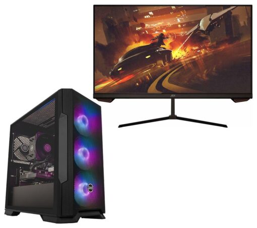 Pcspecialist Icon 211 Gaming PC & A25H2G25 Full HD 25" IPS Gaming Monitor Bundle - AMD Ryzen™ 5, RTX 3050, 1 TB SSD, Black