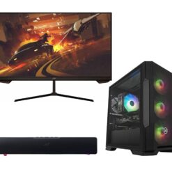 Pcspecialist Icon 240 Gaming PC (AMD Ryzen™ 5, RTX 4060, 1 TB SSD), A25H2G25 Full HD 25" IPS Gaming Monitor & Leviathan V2 X 2.0 PC Soundbar (Black) Bundle, Black