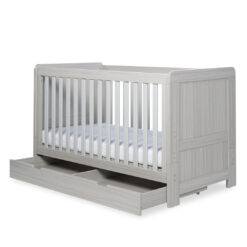 Pembrey Cot Bed, Under Drawer and Fibre Mattress - Ash Grey