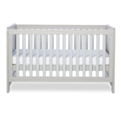 Pembrey Cot Bed and Premium Sprung Mattress - Ash Grey & White