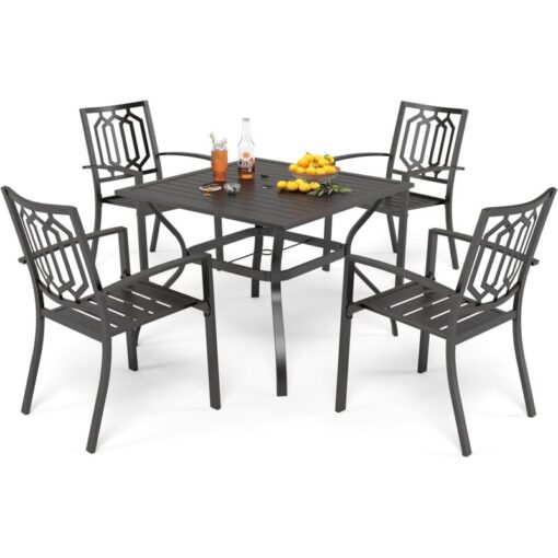 Phivilla - Garden Table and Chairs Set of 7 Patio Table Chairs Metal Outdoor Bistro Garden Furniture Sets Weather-resistant