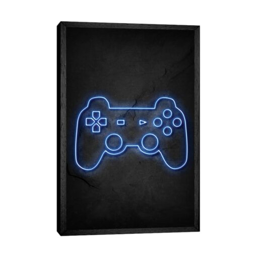 Playstation Controller Neon - Graphic Art Print on Canvas