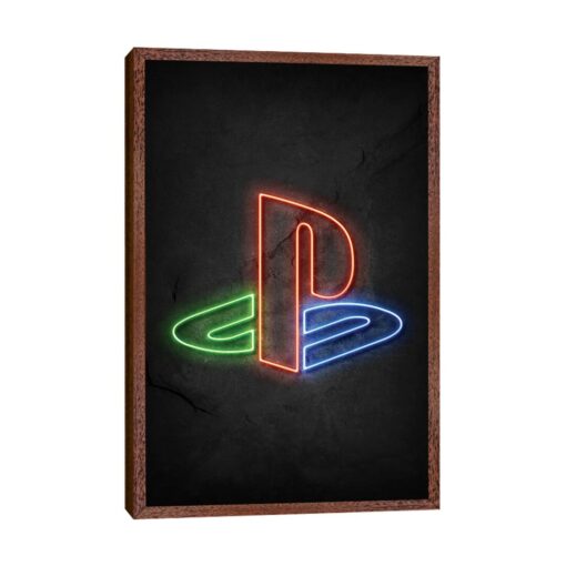 Playstation Logo Neon - Graphic Art Print on Canvas