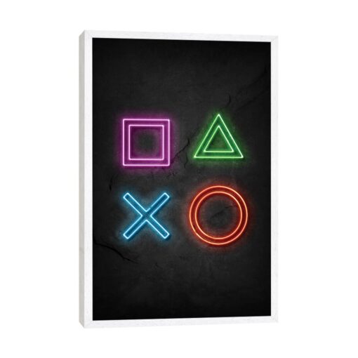 Playstation Signs Neon - Graphic Art Print on Canvas