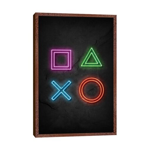 Playstation Signs Neon - Graphic Art Print on Canvas