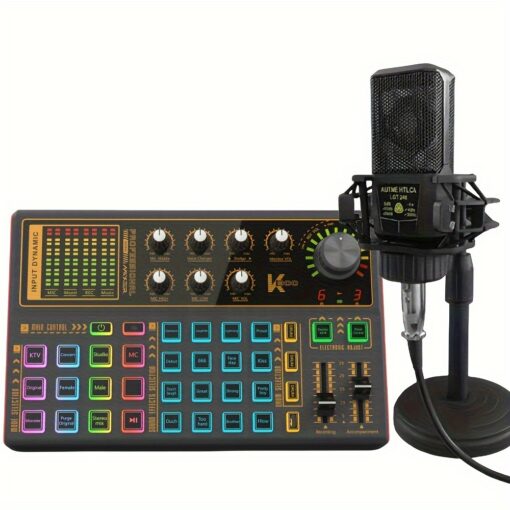 Podcast Equipment Bundle, Live Sound Card With Podcast Microphone, Audio Interface For Music Recording Karaoke Singing